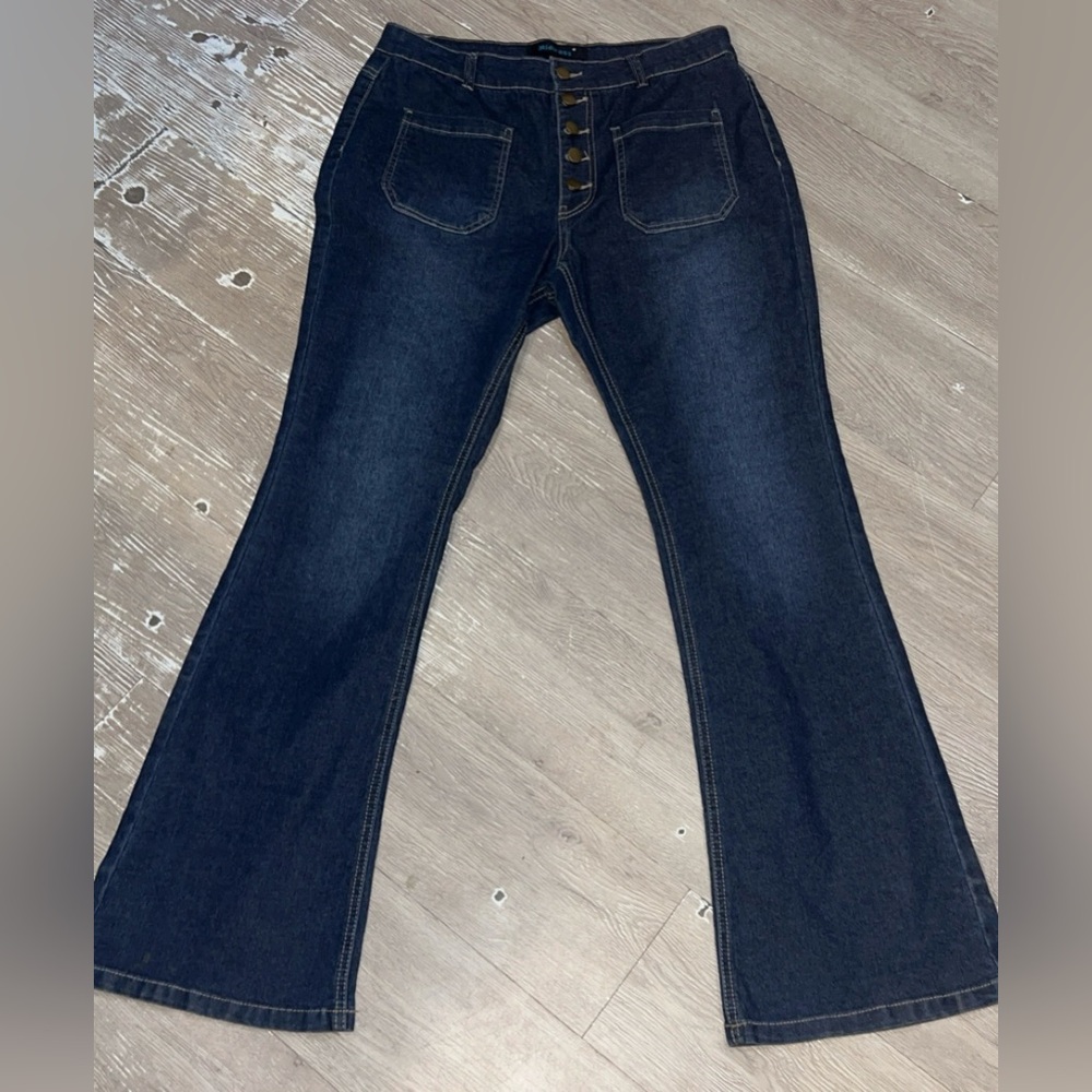 MidiRoss Dark Blue button fly Flared western style Women's Jeans